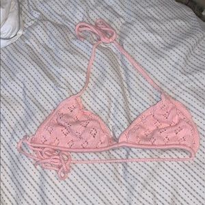 Pink crocheted lolli bikini top
